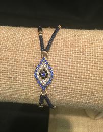 Black bead with blue crystal ojo bracelet- Quantity 2 202//258